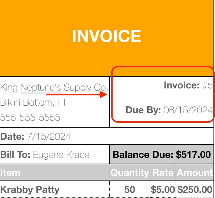 how to write an invoice number and due date for small business 