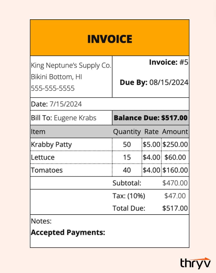 sample invoice for freelance work